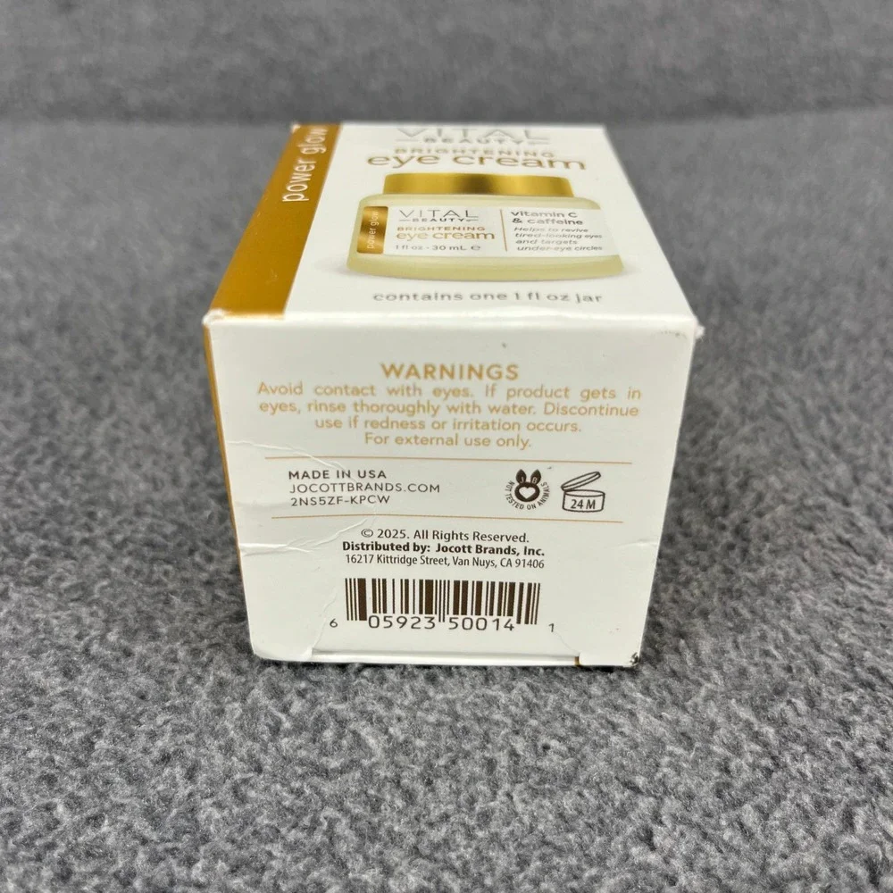 Vital Beauty Brightening Eye Cream Vitamin C Caffeine Power Glow Skincare 1 oz